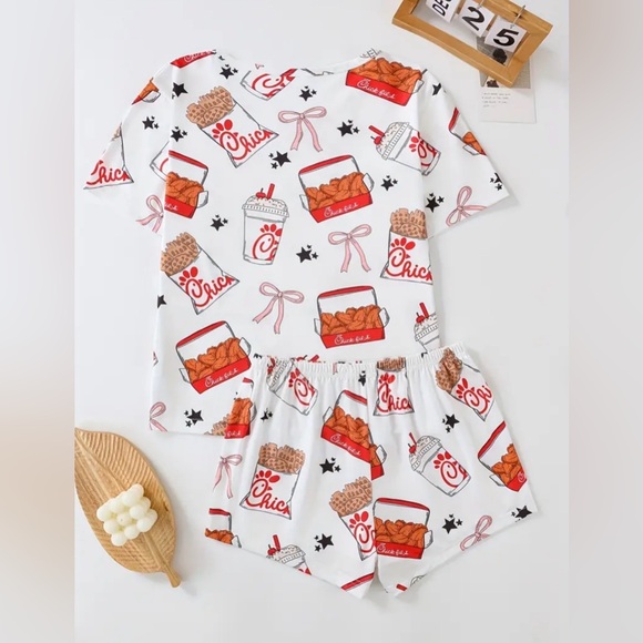 Chick-Fil-A Pajama Set - Funny Food Print Sleepwear | Soft Comfy PJs Adult small - Picture 2 of 10